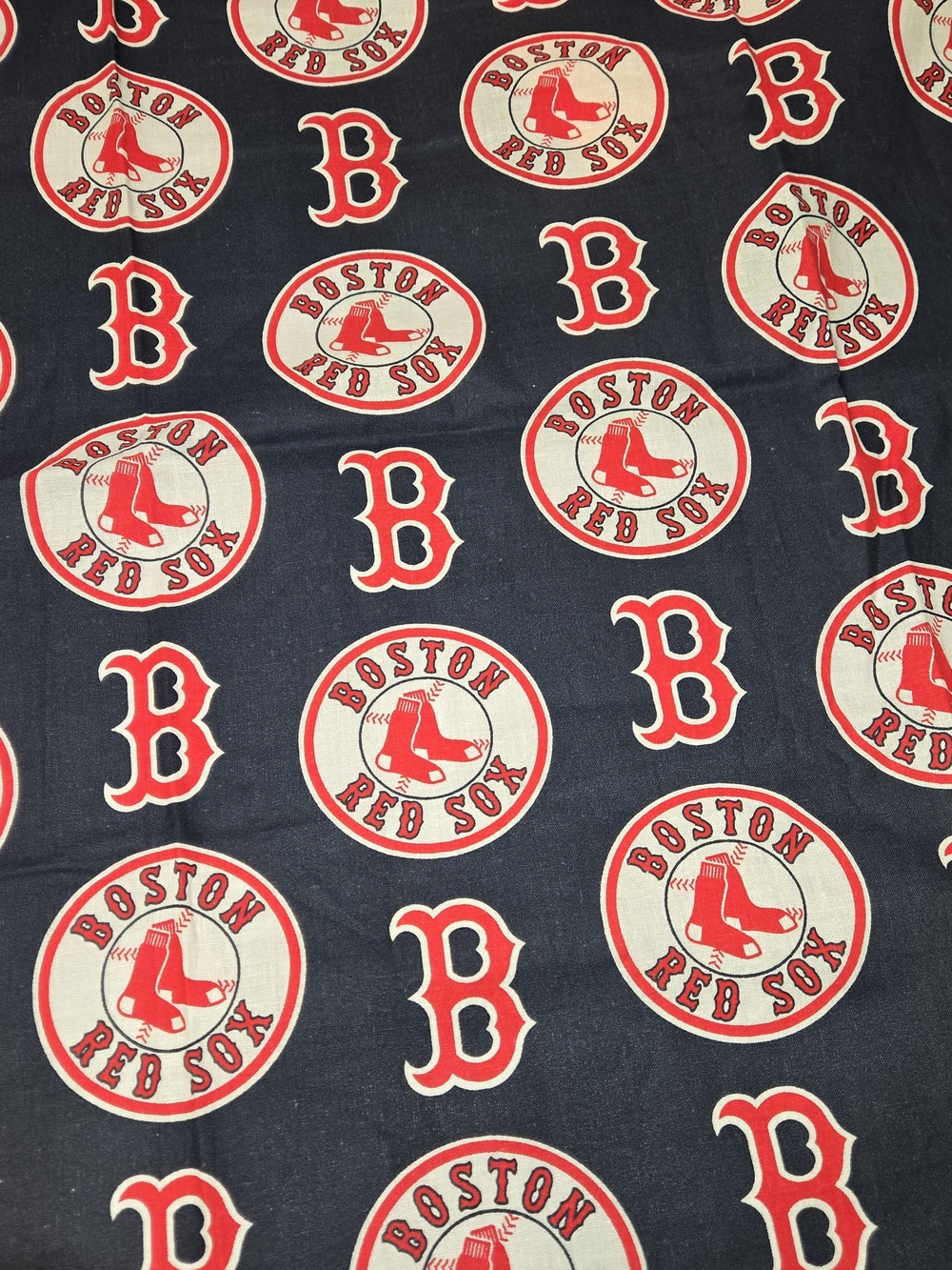 Navy and Red Logo Fabric